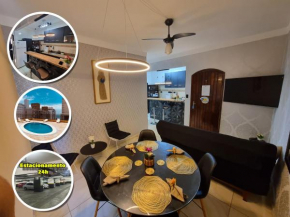 ApMar 15a até 8 pessoas - Pitangueiras Guarujá - 2 minutos da praia - 2 quartos e 1 suíte com Ar Condicionado - 1 Vaga Garagem 24h - Próximo de mercados, bares, restaurantes